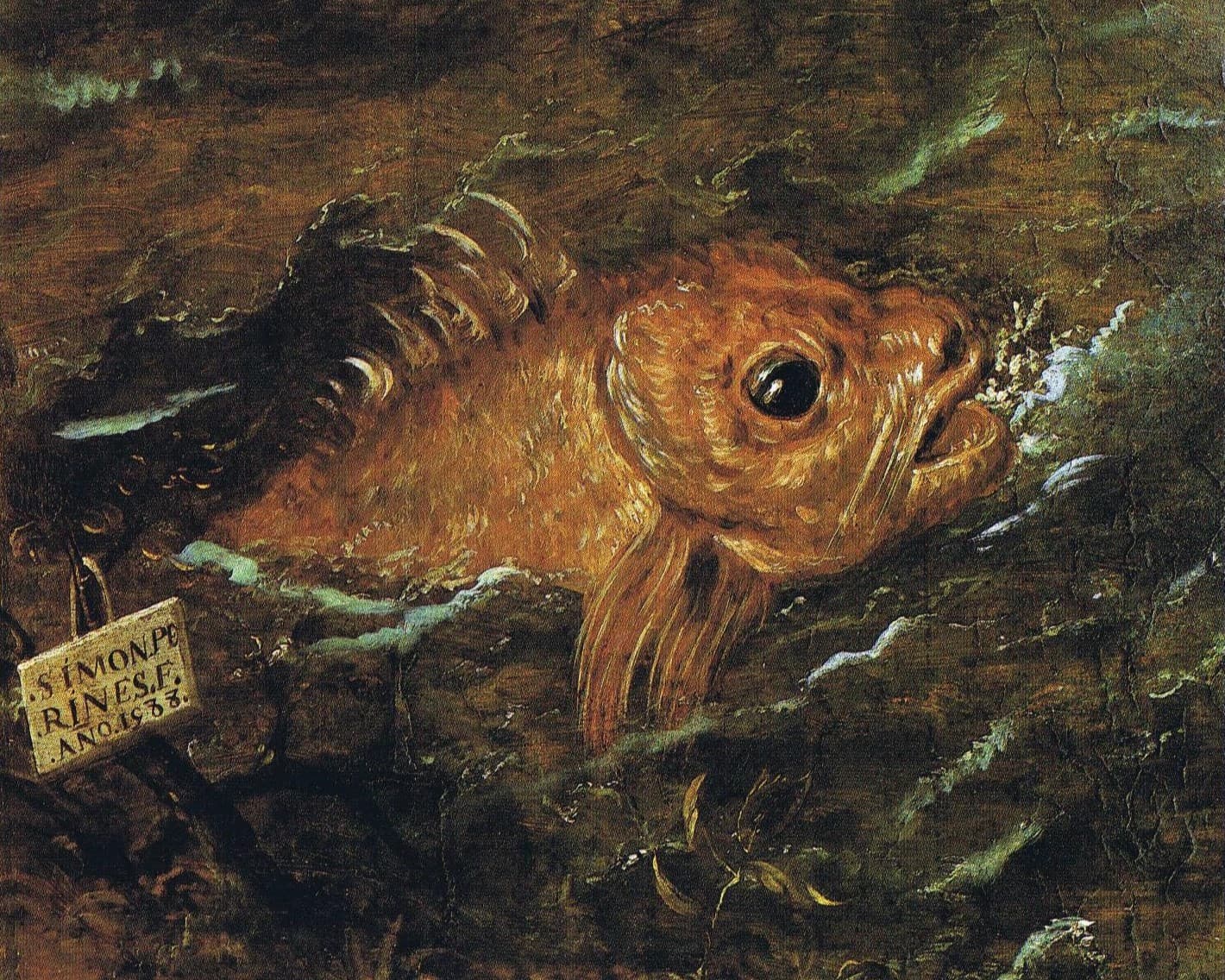 Detail of a fish and signature